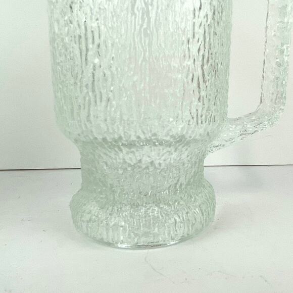 Vintage Indiana Glass Crystal Ice Footed Handled Beer Mug Set of 4 - Picture 3 of 5